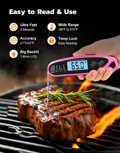 Instant Read Meat Thermometer Digital for Cooking with Dual Probe