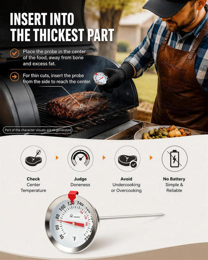 Oven Thermometer 2.75-Inch Dual Scale, 50-300°C/100-600°F, NSF 2‑Pack