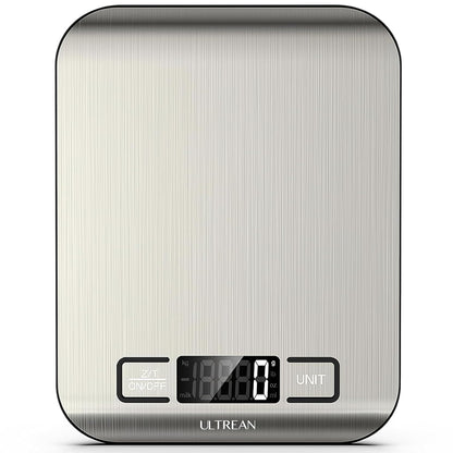 Ultrean Food Scale, Digital Kitchen Scale with LCD Display, Weight Grams and Ounces for Baking Cooking and Meal Prep, 6 Units with Tare Function, 304 Stainless Steel, 11lb (Batteries Included)