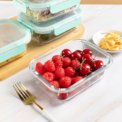 10 Pack 22 oz Glass Meal Prep Containers, Food Storage Containers with Lids, Airtight Leakproof Lunch Containers for Kitchen, Freezer, Microwave, Dishwasher Safe (Grey)