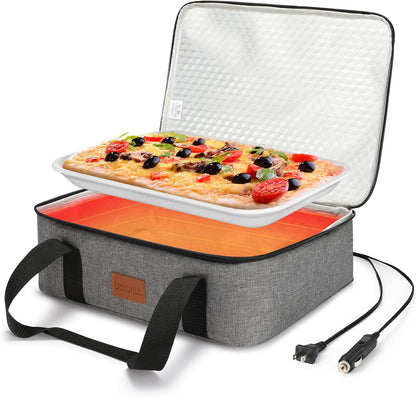 Food Warmer Electric Casserole Carrier - Large Heated Lunch Bag for Car Truck, 12V/24V/110V, Thermos for hot food for Potluck Cookouts Parties Picnic,Lasagna Lugger,Fits 9"x13" Baking Pan (Navy)