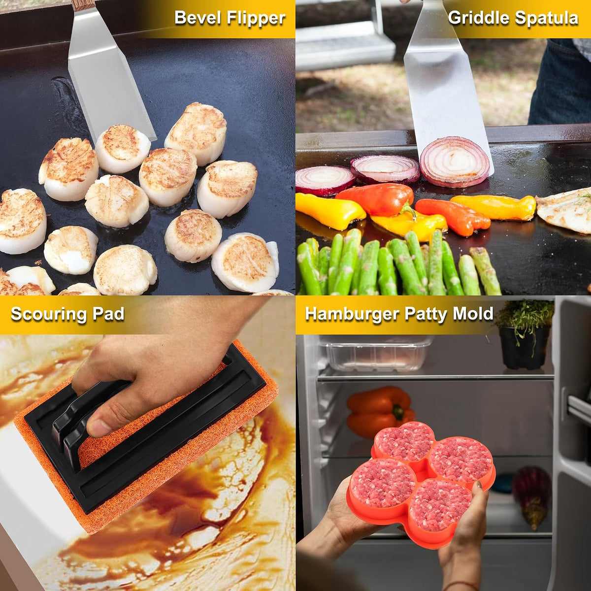 ROMANTICIST 8pc Professional Stainless Griddle Accessories Kit