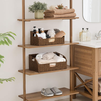 StorageWorks Water Hyacinth Pantry Storage Baskets, Wicker Baskets with Built-in Handles, Handwoven Shelf Baskets for Organizing, Pantry Organizers and Storage, 3 Pack