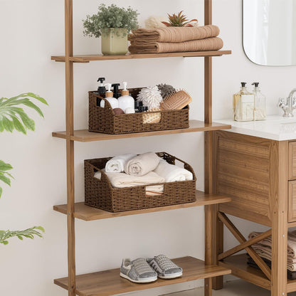 StorageWorks Water Hyacinth Pantry Storage Baskets, Wicker Baskets with Built-in Handles, Handwoven Shelf Baskets for Organizing, Pantry Organizers and Storage, 3 Pack