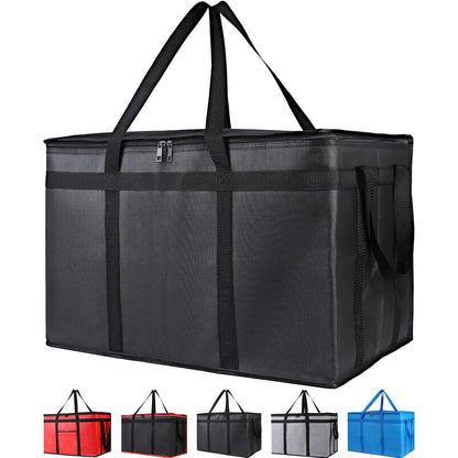 Bodaon Insulated Food Delivery Bag, XXXL Pizza Delivery Bags for Hot and Cold Food, Commercial, Large Capacity Reusable Warming Bag, Catering Cooler Bag for Rideshare, Warmers for Parties (Black, 1Pk)