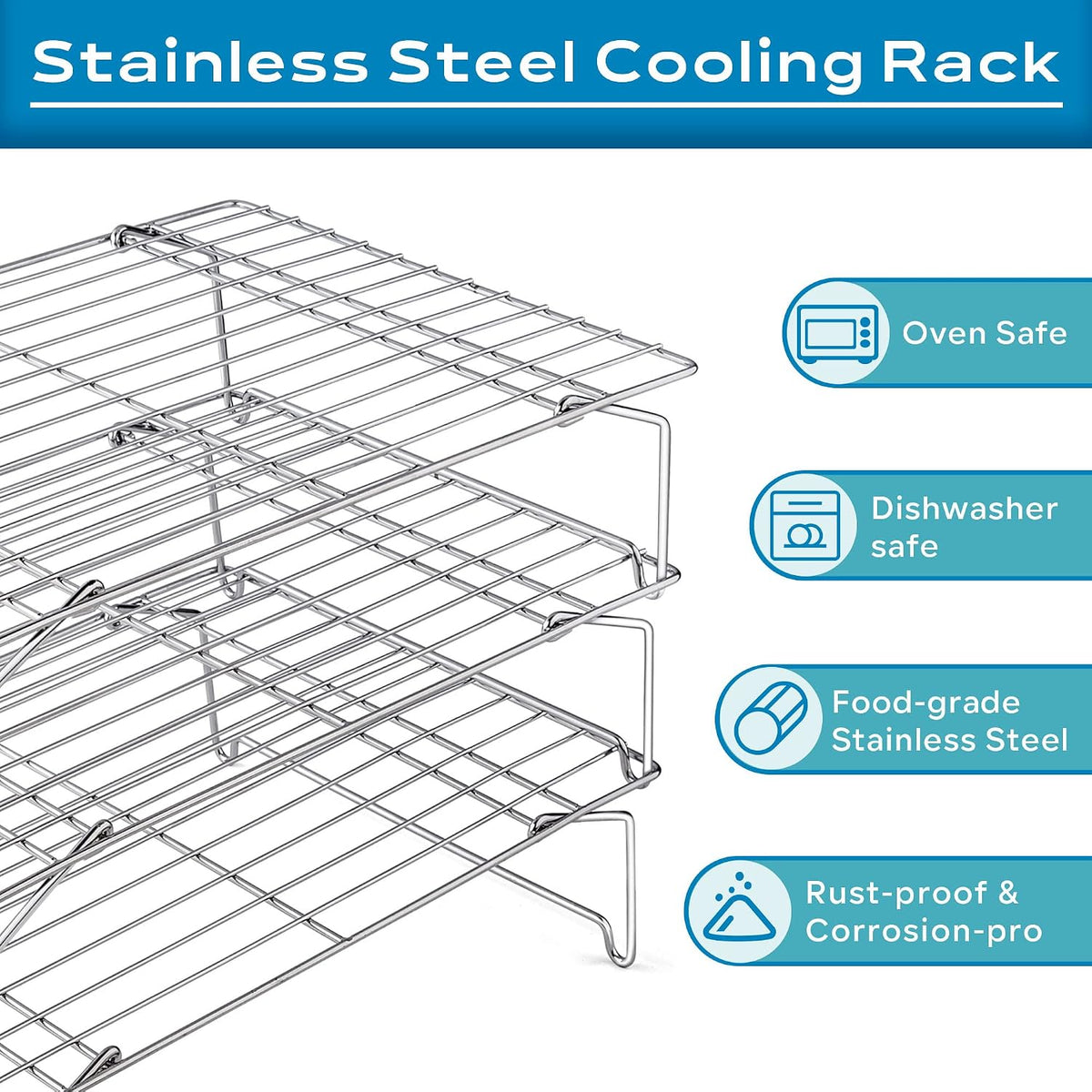 Leonyo 5-Tier 15x10IN Cookie Cooling Rack for Cooking Stackable Collapsible