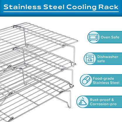 Leonyo 5-Tier 15x10IN Cookie Cooling Rack for Cooking Stackable Collapsible