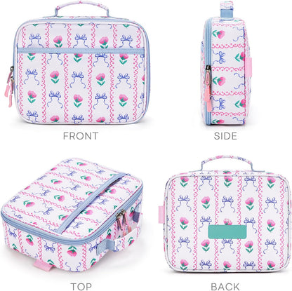 mibasies Kids Lunch Box for Girls Toddler, Insulated and Reusable Lunch Bag for School, Pink Rainbow