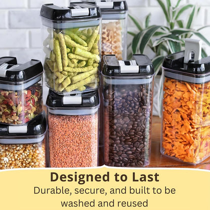 Simply Gourmet Airtight Flour and Sugar Containers with Lids – 3 Piece Kitchen Pantry Organization Set, BPA-Free Clear Plastic, Stackable Canisters for Baking Ingredients, Rice, Snacks, Cereal
