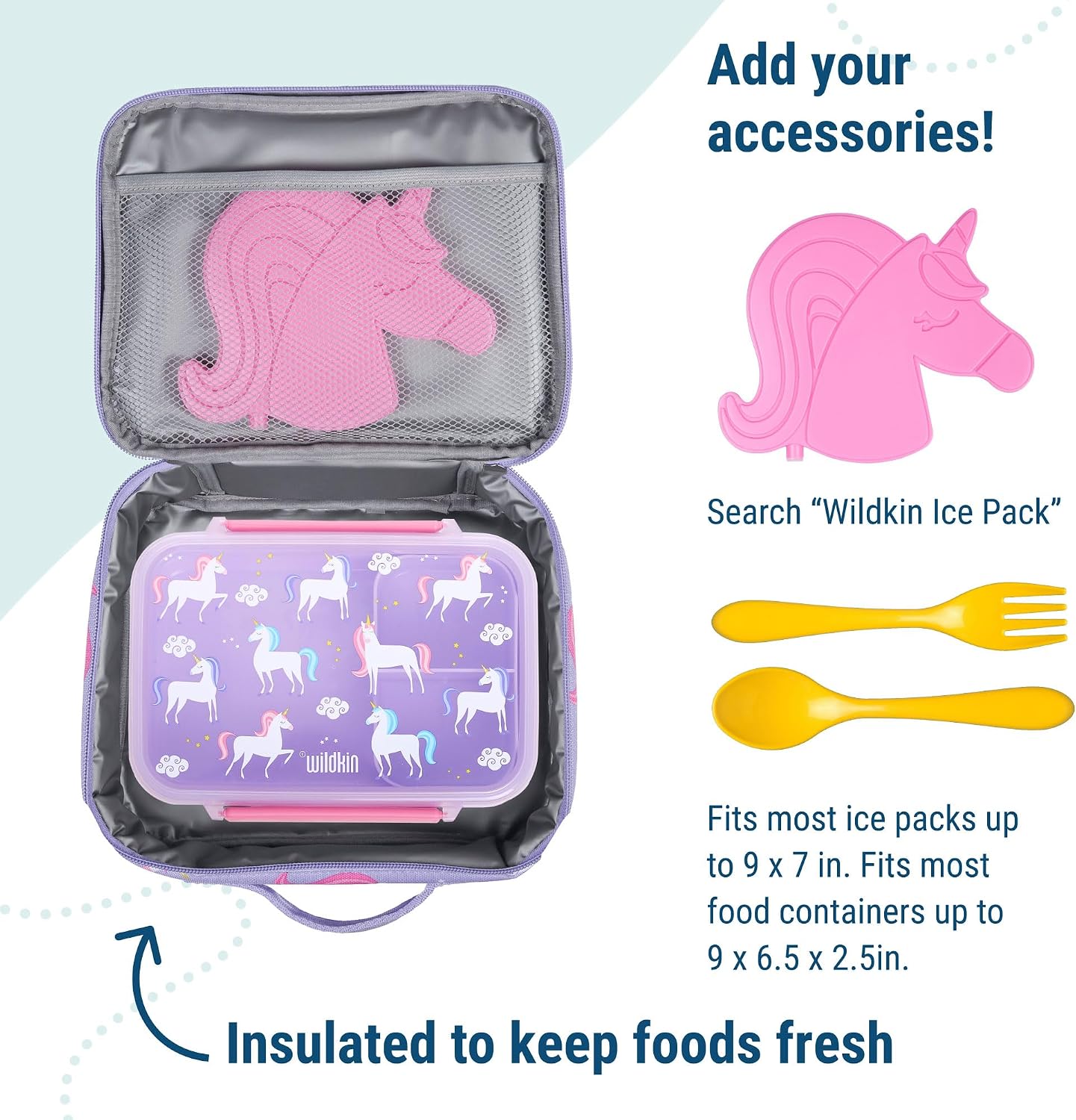 Wildkin Kids Insulated Lunch Box, Keeps Food Hot or Cold, BPA-Free with Mesh Pockets & Easy-Clean Lining – Ideal for School, Travel & Daycare – Holographic