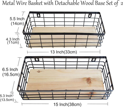 ShabbyDecor Metal Wire Basket with Handles Storage Organizer Stackable Organizing bin for Cabinet Shelf Countertop Under Sink Pantry for Kitchen,Bathroom,Laundry Closet, 1 Pack