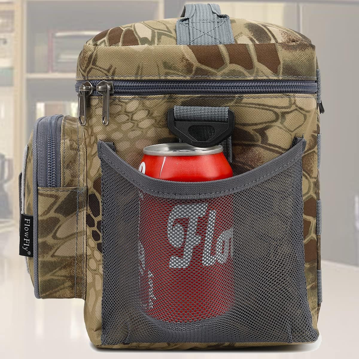 FlowFly Lunch Bag, Insulated Cooler, Thermal Lunch Box Tote with MOLLE/PALS Webbing, Adjustable Padded Shoulder Strap, for Tactical Men Women Adults and Boys Girls Kids (Cyan, Medium)