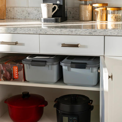 IRIS USA Dog Food Storage Container, 2 Pack, Up to 30 lbs Each, Airtight Seal for Freshness, Wheels for Rolling, Easy One Hand Opening, Made in USA, BPA Free, Clear/Black