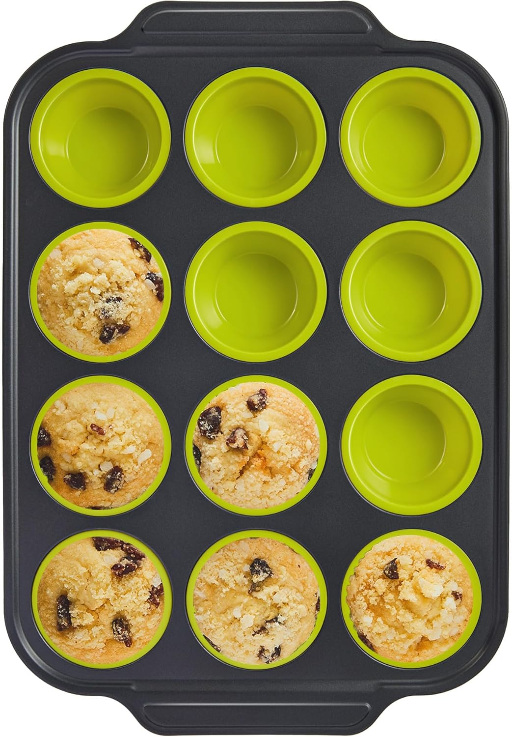 BRONYPRO Silicone Muffin Pans for Baking with Metal Frame, Egg Bite Molds, Cupcake Pans 12 Regular Size, Muffin Tins Easy to Pop Nonstick Non Toxic Bakeware for Oven,Blue