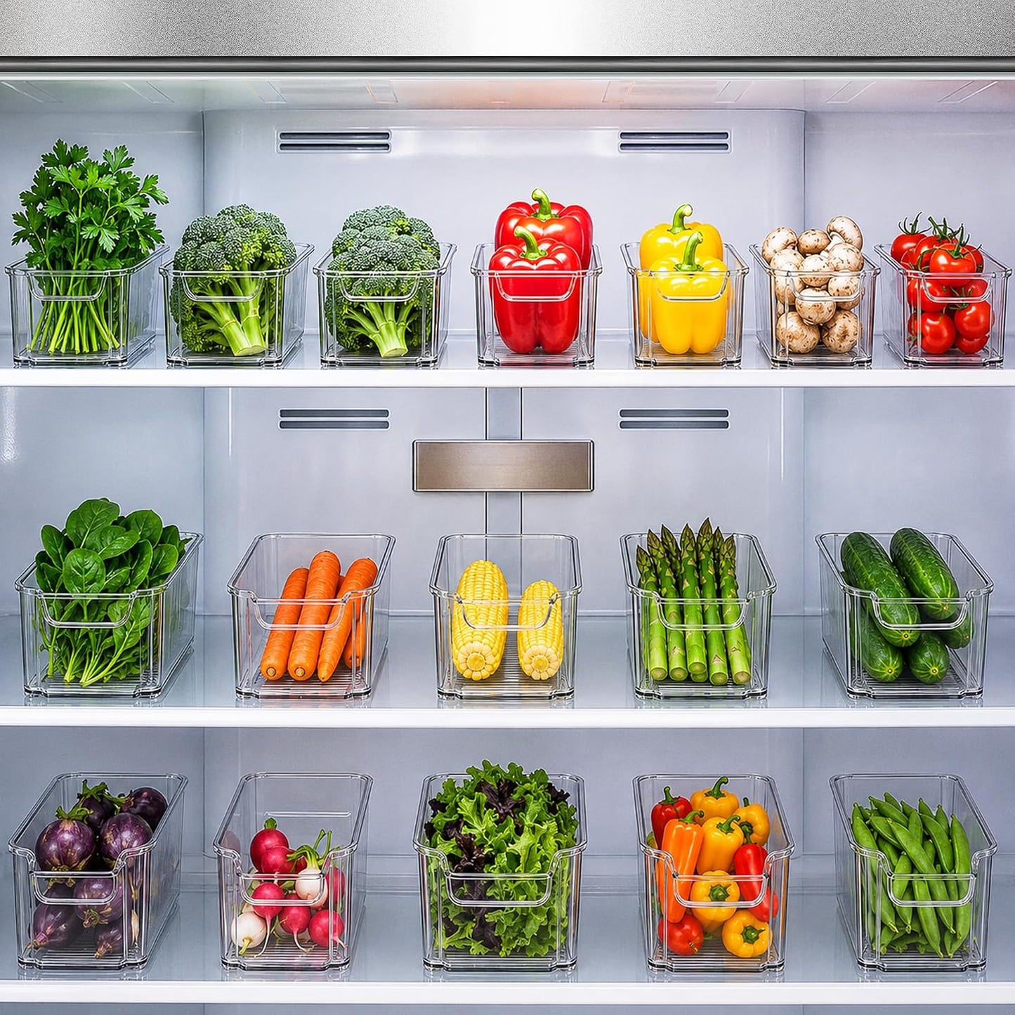 Zulay Kitchen 4 Pack Refrigerator Organizer Bins – Large Clear Fridge Storage Containers with Built-In Handles & Non-Slip Feet - Ideal Fridge Organizers, Kitchen Cabinets, Pantry Organization