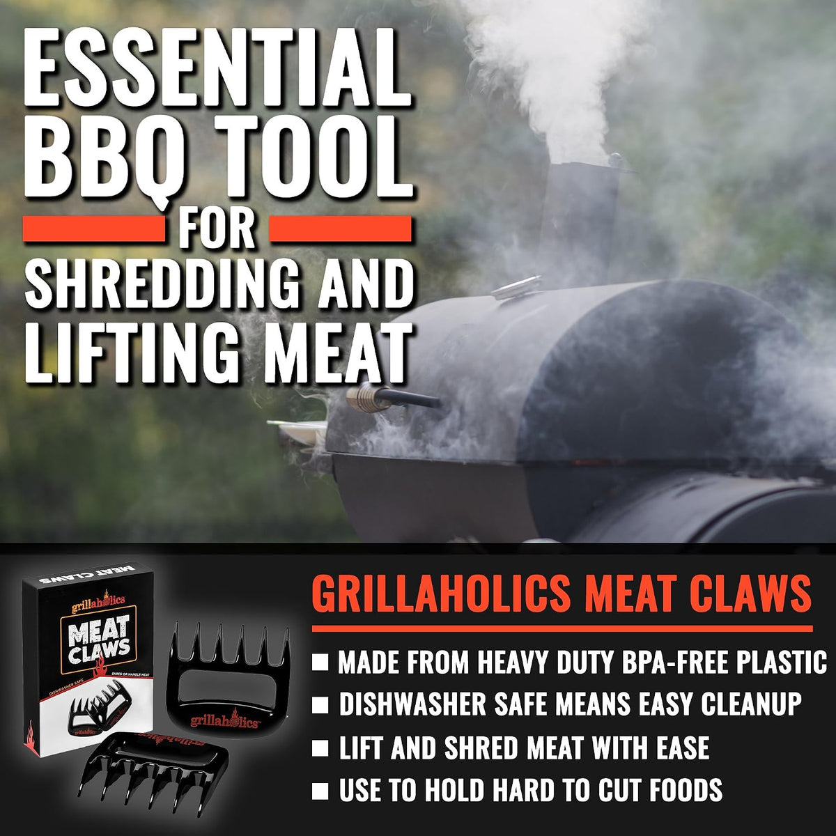 Grillaholics Meat Shredder Claws for Shredding Chicken, Pulled Pork & More