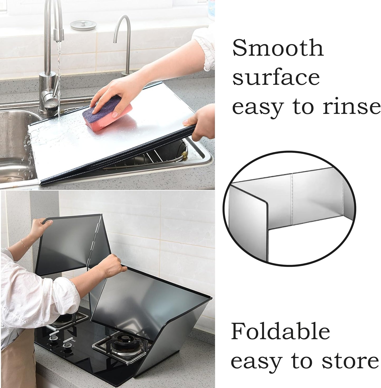 Splatter Screen - 4 Sided Stainless Steel Grease Splatter Guard for Frying Pan, Fine Mesh Oil Splash Protector, Stove Top Splatter Shield, Easy Clean & Durable Kitchen Essential