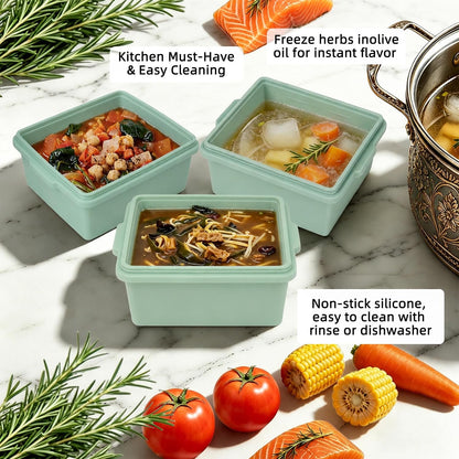 Silicone Soup Freezer Molds with Lids, 2-Cup silicone freezer molds for Meal Prep, BPA-Free, Stackable, Perfect for lasagna, Individual Portions, Baked Goods and More, Microwave & Oven Safe - 6 Pack