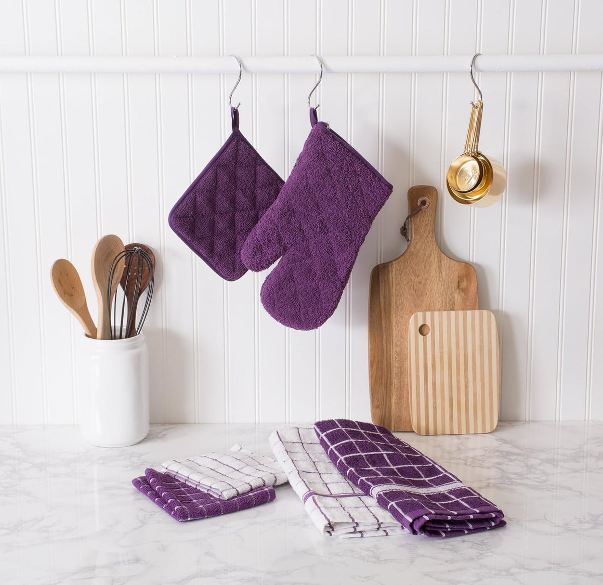 DII Basic Terry Collection Quilted 100% Cotton, Pan Handle, Nautical Blue