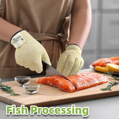 Schwer SlicePro ANSI Cut Resistant Gloves, Food Grade Cutting Glove for Kitchen Food Prep, Mandoline Gloves for Meat Cutting, Oyster Shucking, Fish Fillet Processing, PR1501-G, L