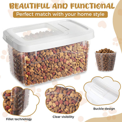 2 Pack Airtight Dog Food Storage Container, 27.6 Lbs Clear Pet Food Storage Bin with 2 Measuring Scoops for Pet Dog Cat Grain Rice Treat