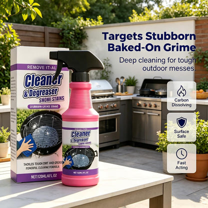 Fast-Acting Heavy-Duty Grill Degreaser Spray, 120ml BBQ Grill Cleaner, Professional Strength BBQ Cleaner & Degreaser For Grates, Ovens & Smoker Racks, Powerful Grease & Burnt-On Carbon Remover (2pc)