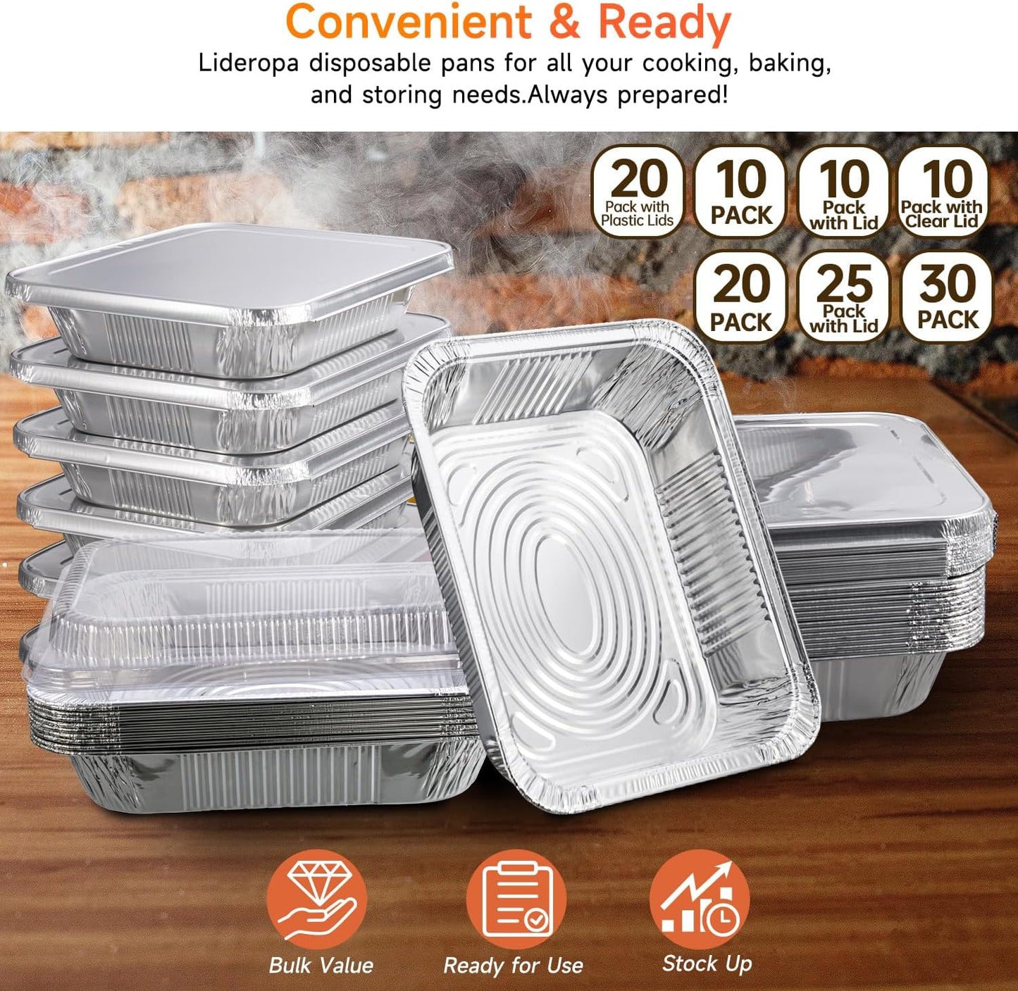 Aluminum Pans with Clear Lids 9x13-10 Pack Aluminum Foil Pans, Heavy Duty Disposable Pans for Cooking, Baking, Meal Prep, Parties & Food Storage