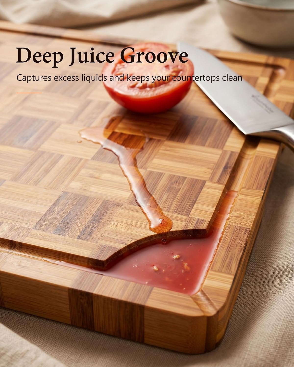 Cutting Board,Heavy Duty Cutting Board Set of 3 with Stand,End Grain Butcher Block Cutting Boards for Kitchen with Juice Grooves and Handles for Meat, Cheese, Charcuterie and Serving
