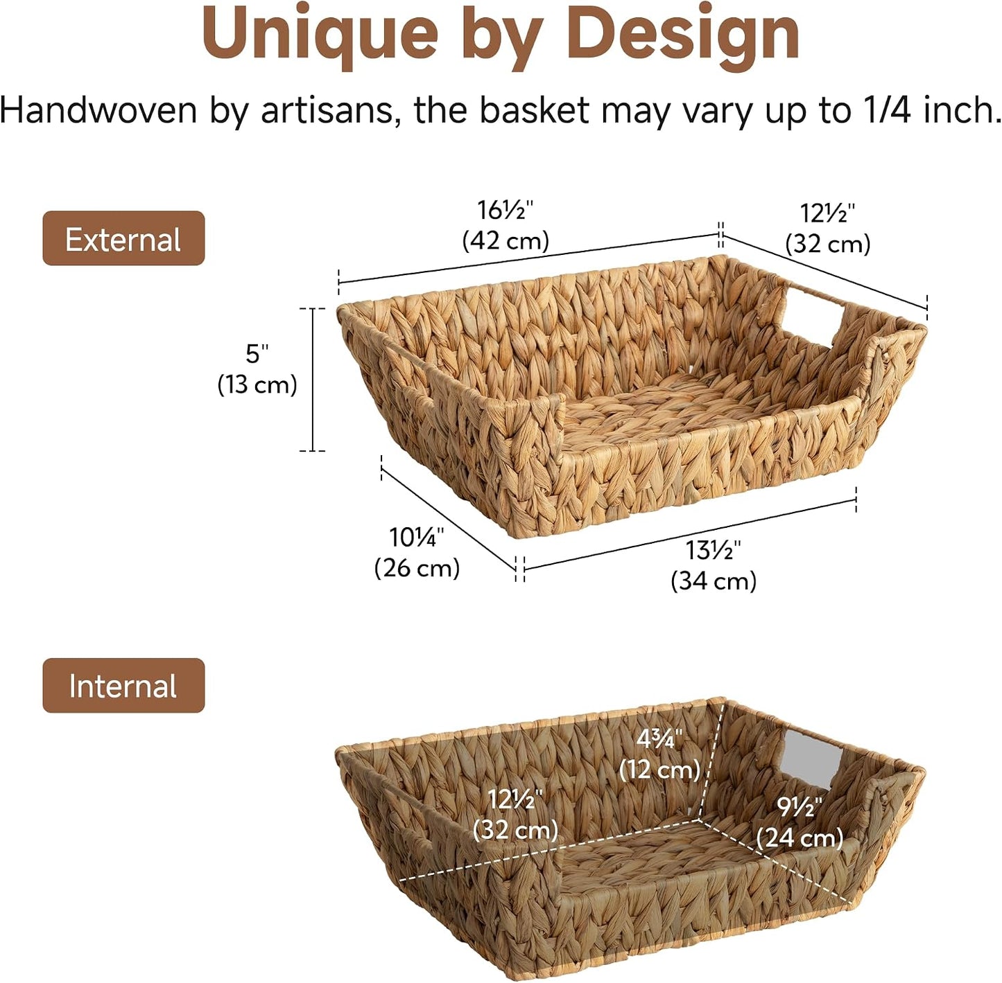 StorageWorks Round Paper Rope Woven Basket for Pantry Organizers and Storage, Stackable Pantry Storage Baskets for Shelves, Brown, 2-Pack
