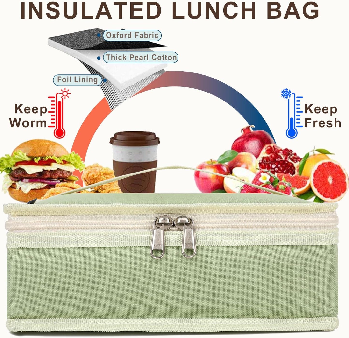 FlowFly Small Insulated Lunch box Portable Soft Bag Mini Cooler Thermal Meal Tote Kit with Handle for Work & School, Black