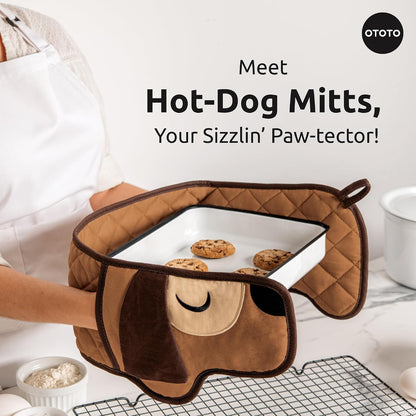 New - OTOTO Batlicious Oven Mitts and Pot Holders Sets - Heat Resistant Trivets for Hot Dishes, Cooking Goth Kitchen Decor, Cute Accessories, Pot Holders, Spooky Halloween Bat Moon Witchy Gifts