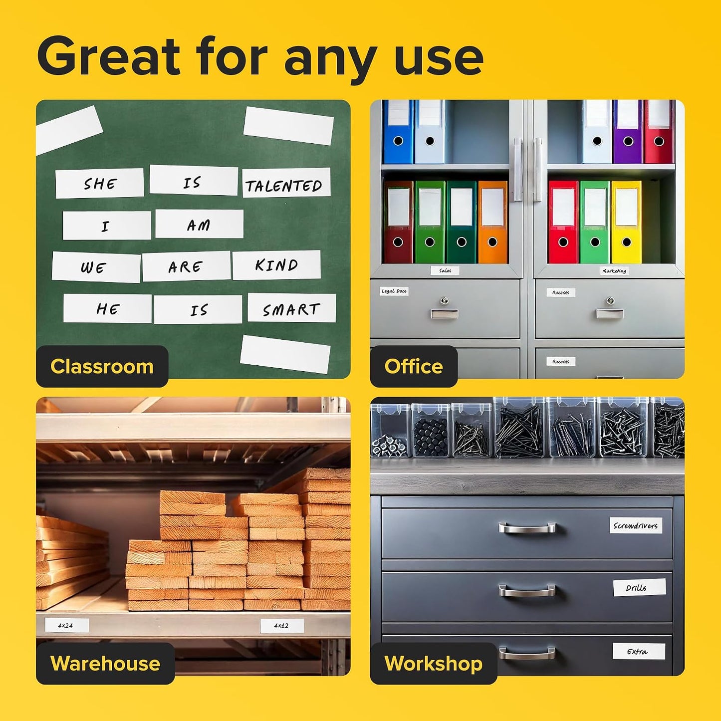 Dry Erase Magnetic Labels - Reusable Sticky Notes - Notepads for Refrigerator - Dry Erase Magnet Sheets - Blank Magnet Stickers to Write On - Magnets for Whiteboard Classroom Fridge