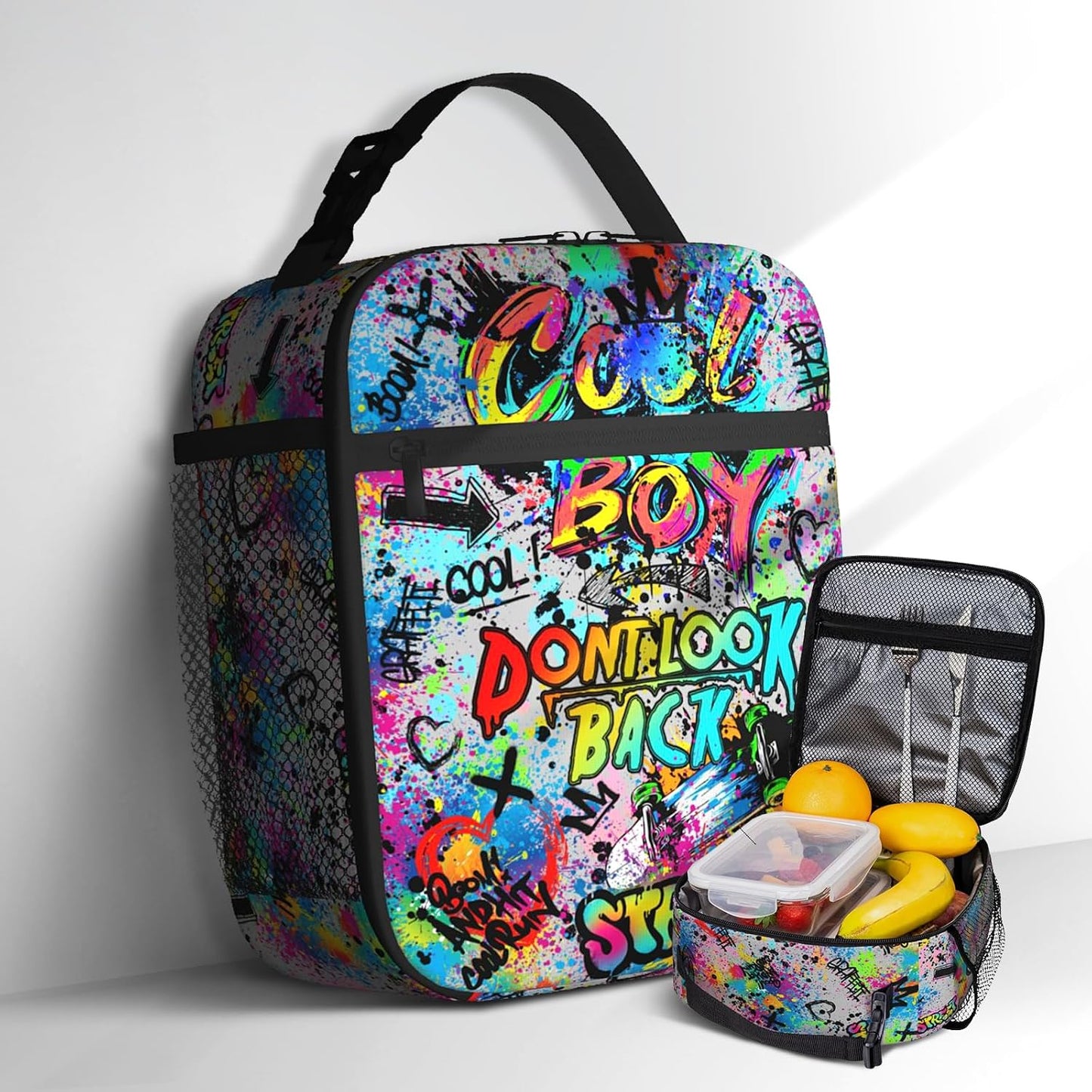 Boys Lunch Box for School Insulated Football Lunch Bag for Kid Boys Girls Teen Bento Boxes to School Office Picnic Travel Hiking Lunchbag Waterproof Leakproof with Adjustable Shoulder Strap