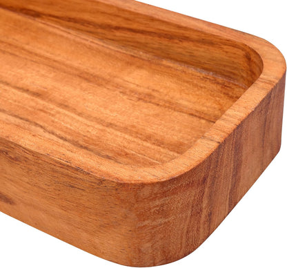 GoCraft Acacia Wood Partition Serving Platter – 12 x 4 Inch – with Ceramic Dip Bowl | Rustic Wooden Snack Tray with Sectioned Compartments for Chips, Nachos, Cheese, Fruits, Appetizer | Natural Finish