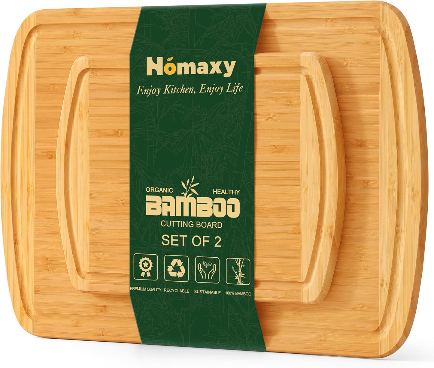 Homaxy Extra Large Bamboo Cutting Boards for Kitchen, 18x12.5" Wood XL Cutting Board with Juice Groove, Butcher Block Wooden Chopping Board for Kitchen, Meat, Cheese, Fruit & Vegetables - Pre Oiled