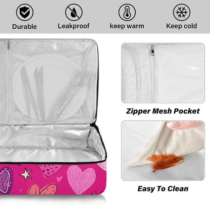 Casserole Carriers for Hot or Cold Food Reusable Casserole Dish Carrier Insulated Thermal Large Capacity Durable Perfect for Party Camping Family Gatherings Yellow Fish - Colors B