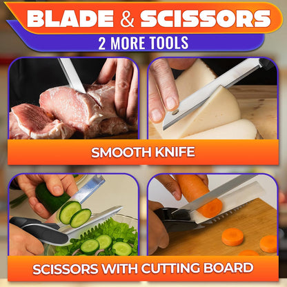 2 in 1 Kitchen Scissors for Food with Knife Sharpener (Grey)