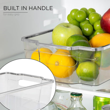 SIMPLEMADE Clear Refrigerator Organizer Bins - Clear Bins for Fridge, Containers for Fridge and Freezer, Multipurpose Storage for Kitchen, Office, Bathroom, Pack of 3 (Design 2)