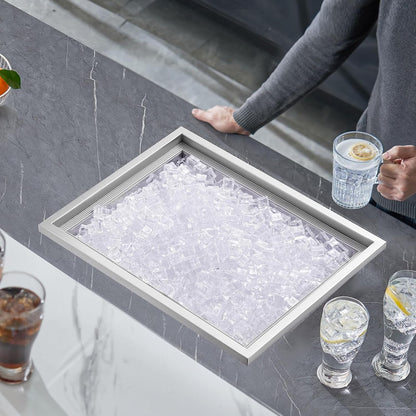 Happybuy Drop in Ice Chest 18L x 12W x 14.5H Inch Stainless Steel Ice Cooler with Sliding Cover Drop in Ice Bin Included Drain-Pipe and Drain Plug for Cold Wine Beer