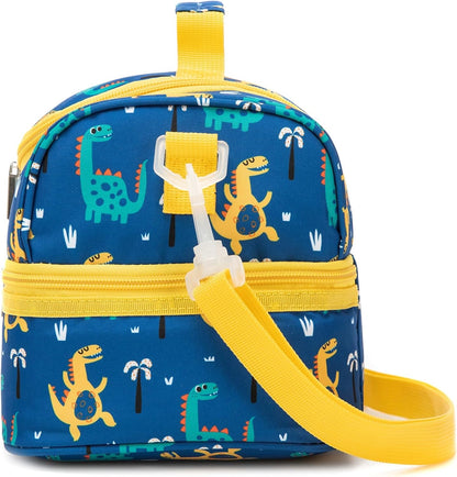 Insulated Kids Dual Compartment Lunch Bags Tote for Girls Boys Toddler School Picnic Food Cooler Thermal with Strap Lunch Boxes Blue Unicorn