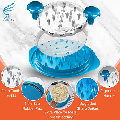 Chicken Shredder Tool Twist Large – 10.2 Inch Non Slip Meat Shredder with Removable Tray- BPA Free, Dishwasher Safe, Heat Resistant Chicken Breast Shredder with Handle & Serving Tong