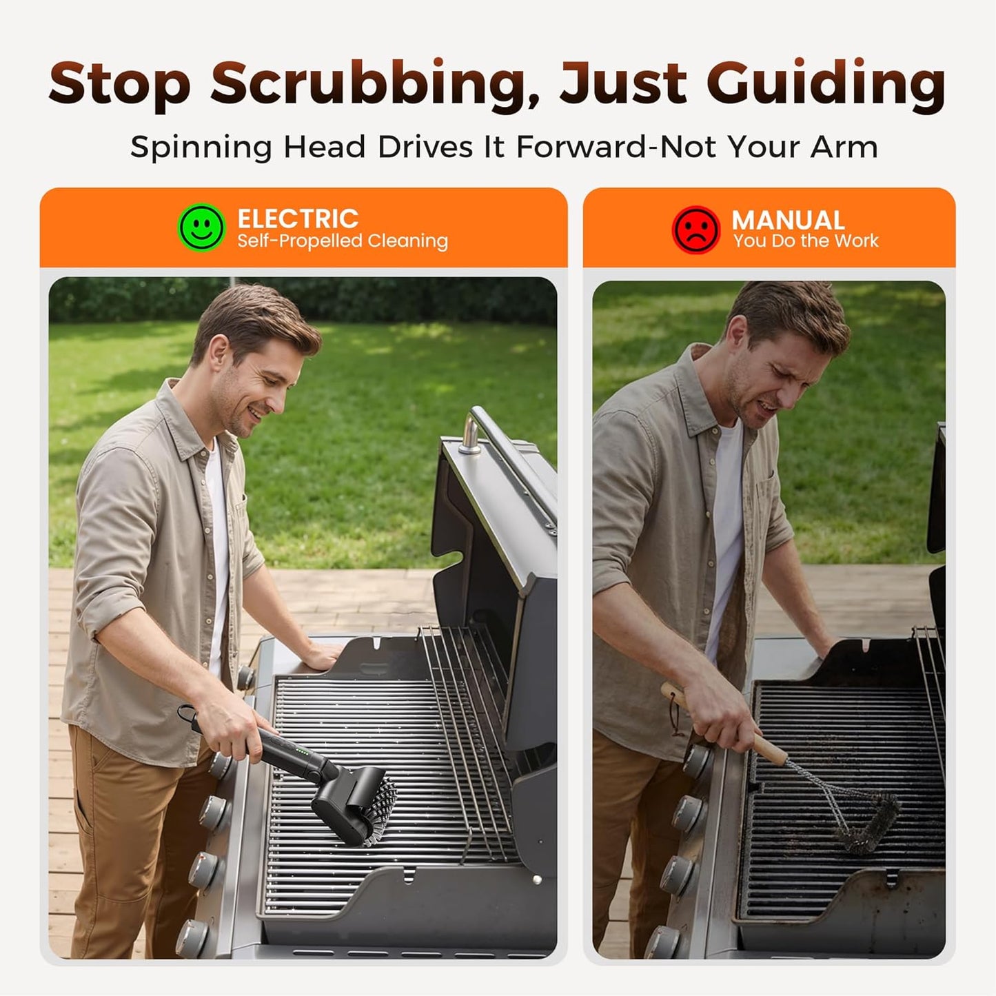 Leebein Electric Grill Brush for Outdoor, 2026 TikTok BBQ Grill Cleaner with 3 Heads, 3-Speed & Angle Adjust Cordless Rotary Grill Brush, 150Mins Runtime Grill Cleaning Brush for Barbecue Grates