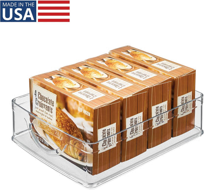iDesign Plastic Stackable Pantry Bin - Storage Bin with Handles for Cabinets or Fridge - Set of 2 - Clear