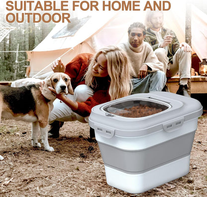 TIOVERY Dog Food Storage Container, 10lb to 13lb Collapsible Dog Cat Food Containers with Airtight Clear Flip-top and Pet Food Scoop, Pet Food Storage Container Bin for Dog Cat Bird Other Pets (Green)
