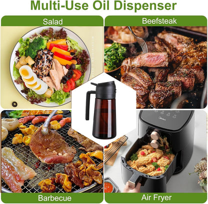 Oliver Oil Sprayer Dispenser for Cooking Bottle 16oz Dark Glass Black