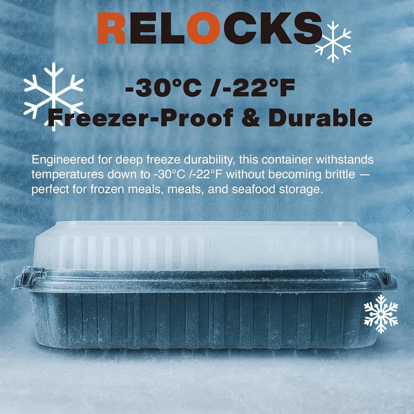Ultra-Cold Freezer Containers, Frozen Meal Prep Storage with Lids | (-30°C/-22°F), Microwave & Freezer-Safe, Perfect for Frozen Meat, Seafood and Hot Meals, 10" x 8.2" x 3.7", 10 Packs