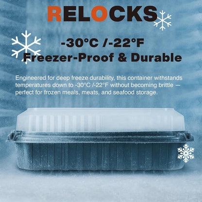Ultra-Cold Freezer Containers, Frozen Meal Prep Storage with Lids | (-30°C/-22°F), Microwave & Freezer-Safe, Perfect for Frozen Meat, Seafood and Hot Meals, 10" x 8.2" x 3.7", 10 Packs