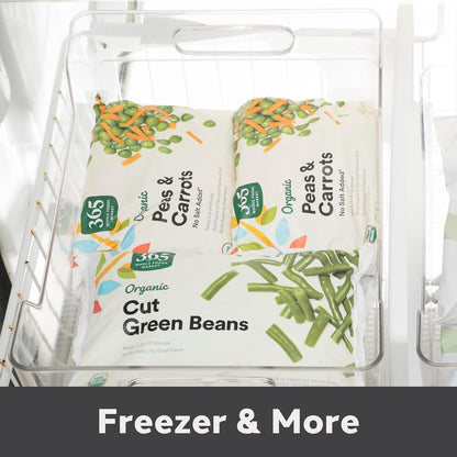 Oggi Storage Bin With Handles - Deep (9.75" x 9" x 6") - Ideal for Kitchen Organization, Pantry Storage, Fridge Organizing, Clear