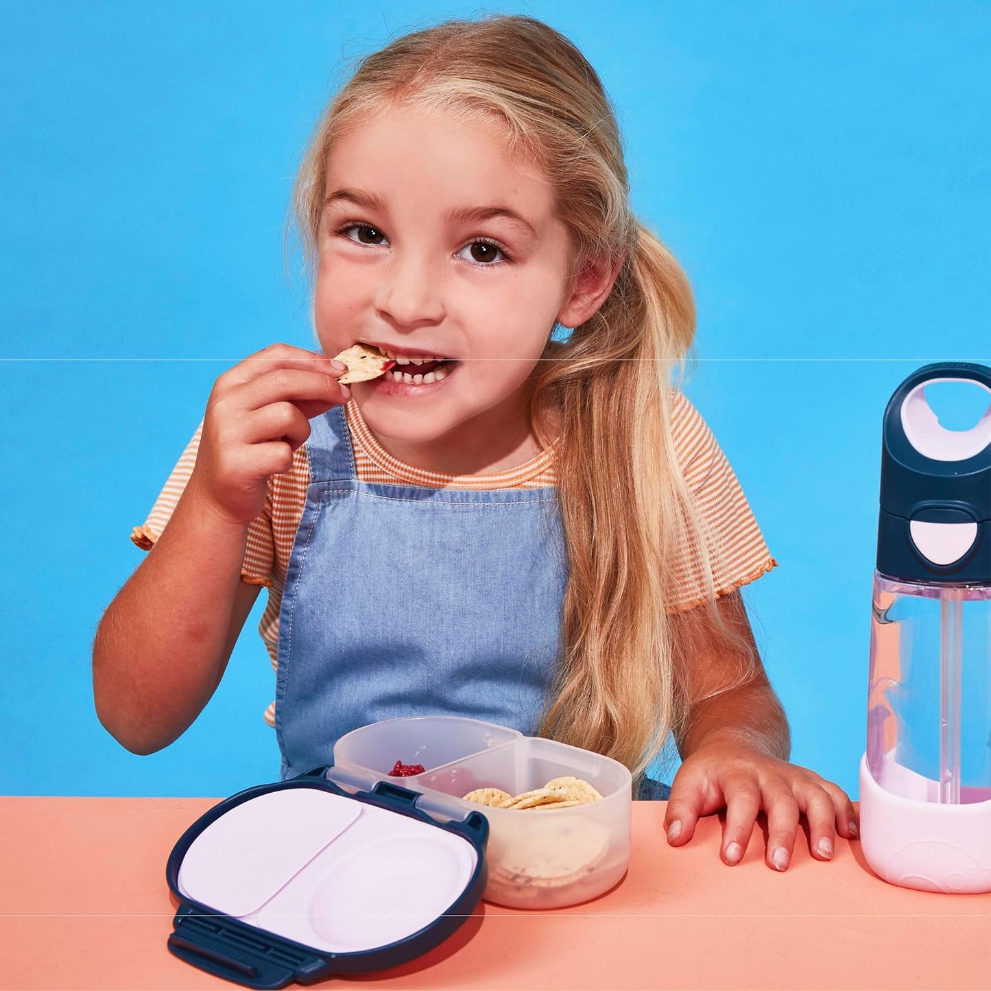 b.box Snack Box 2-Pack - Leak Proof Mini Bento Box for Kids & Toddlers, 2 Compartment Snack Containers for Kids, Dishwasher Safe, BPA-Free, PFAS-Free, Ages 4mo+, 1 3/4 Cup Each (Strawberry + Lilac)