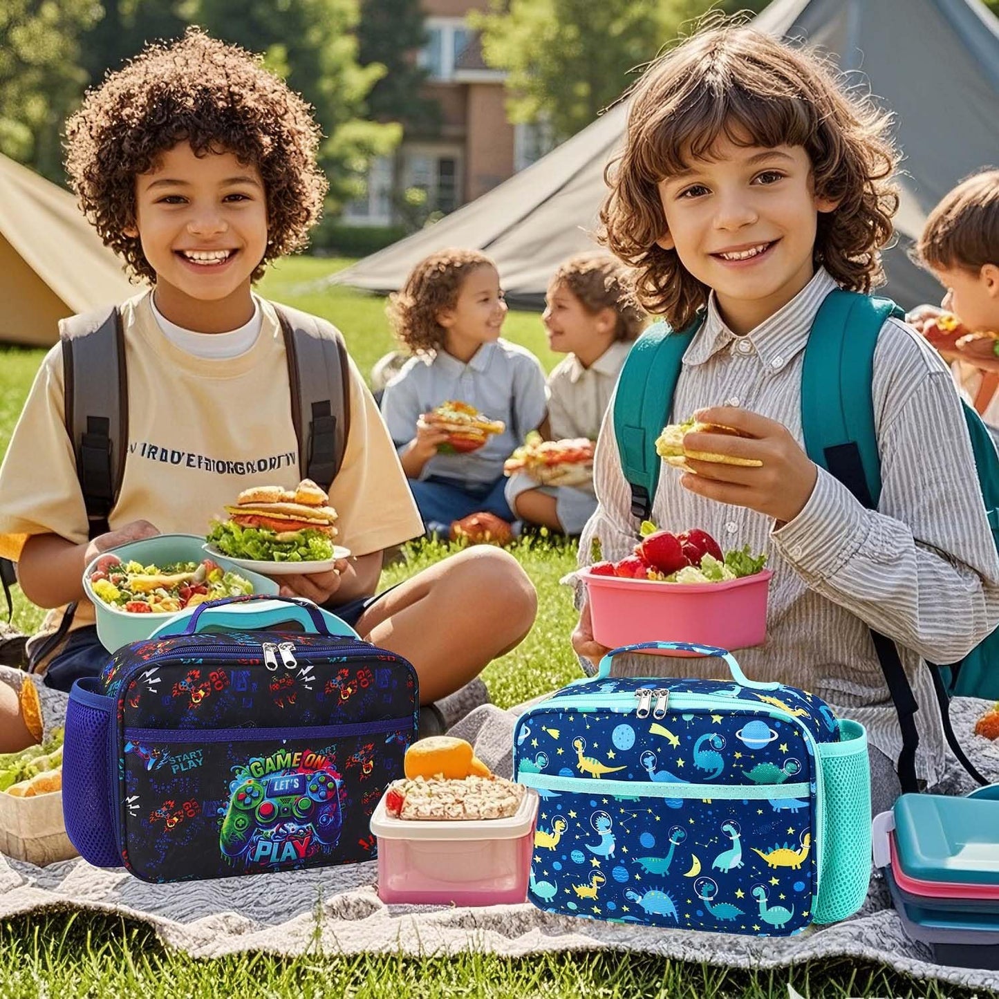 RHCPFOVR Kids Lunch Bag - Insulated Lunch Box for Boys Girls,Washable Lunch Bag and Reusable Toddler Leak-proof Lunchbox for School and Daycare - Colors B